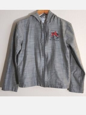 Disney World Minnie Mouse Rain Jacket Gray Glittery Logo Size Medium